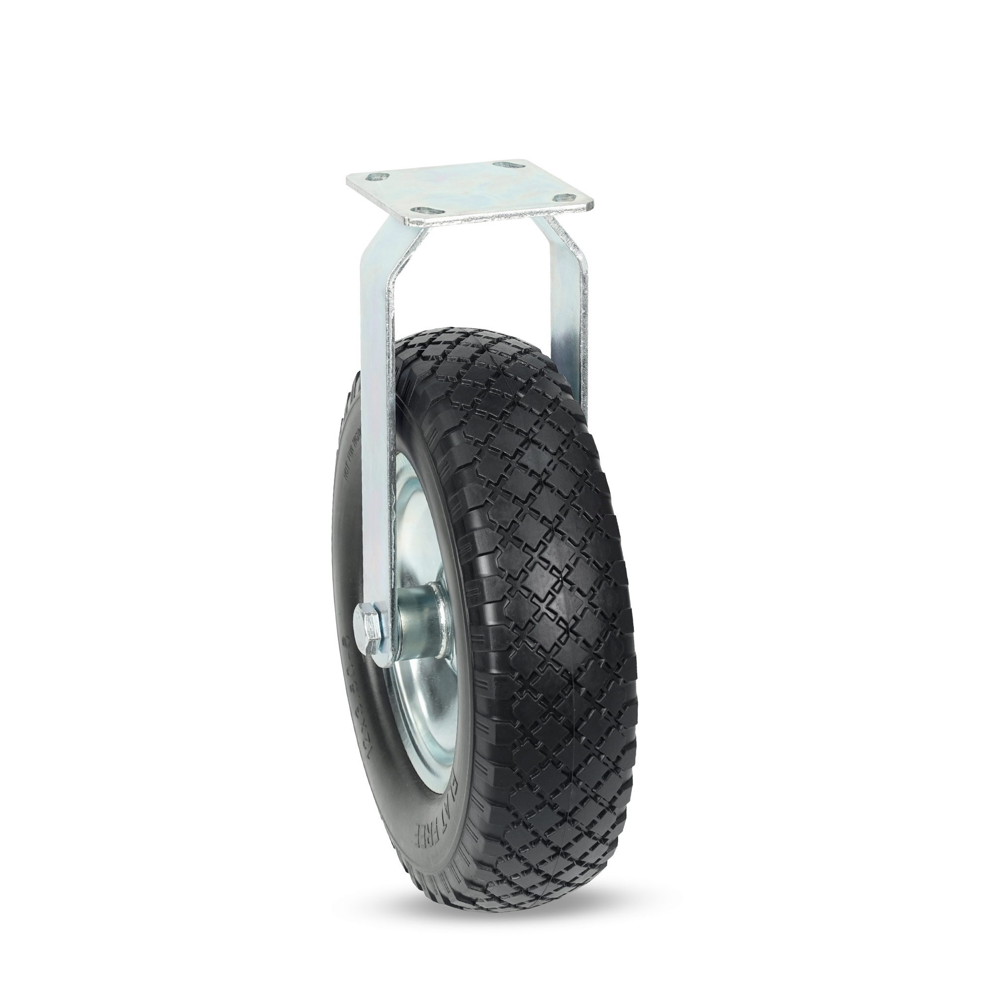Klutch 12in. Flat-Free Foam-Filled Rubber Rigid Caster, 330-Lb. Capacity, Knobby Tread